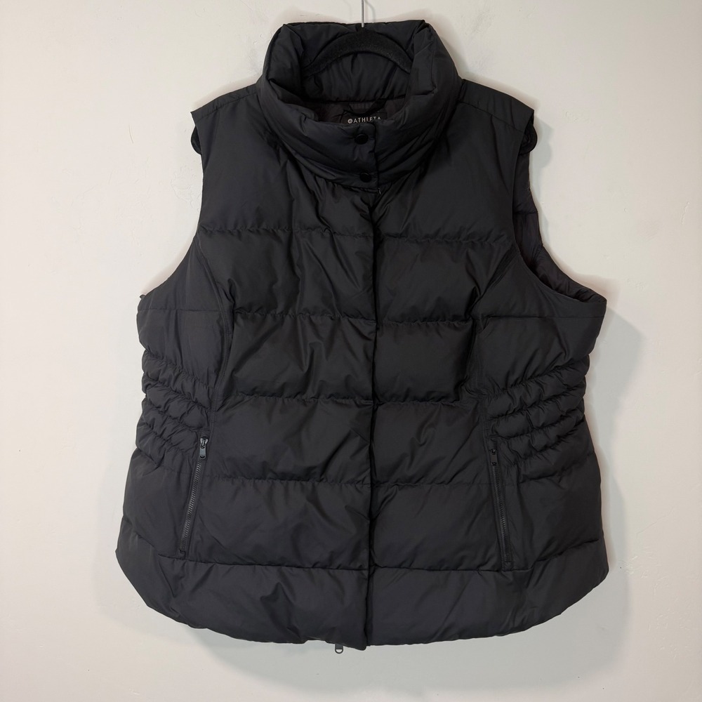 Athleta Womens Downtown Vest 2X Black Excellent Down Insulated Puffer Pockets
